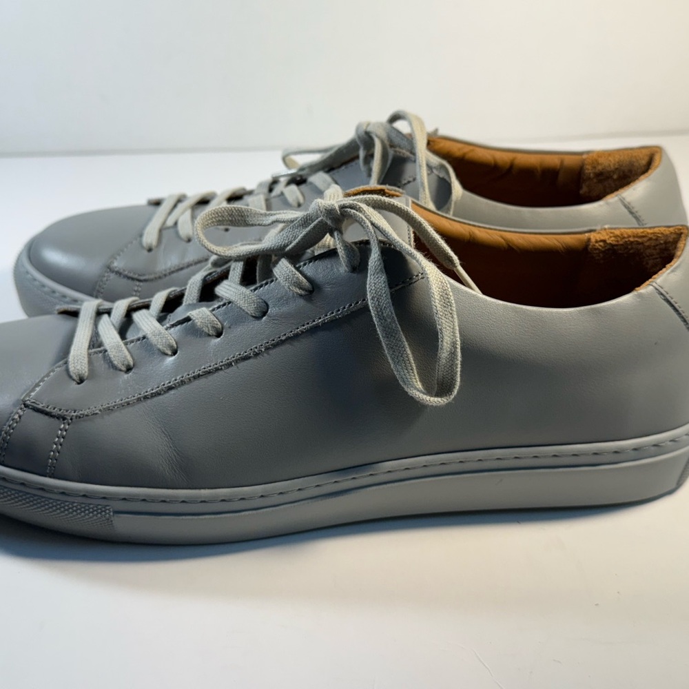 Saks Fifth Avenue Collection Men’s Low-Top Grey Leather  Sneakers - Size 11 1/2